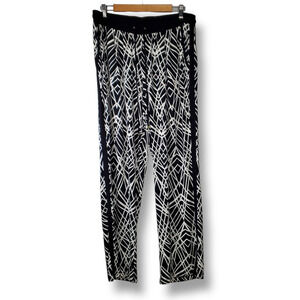 Calvin Klein Wide Leg Drawstring Pants Black White Geometric Size 0X